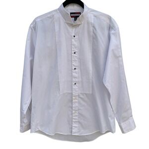 Dimension Formalwear Wing Tip Collar Pleated Bib Tuxedo Dress Shirt White Mens M